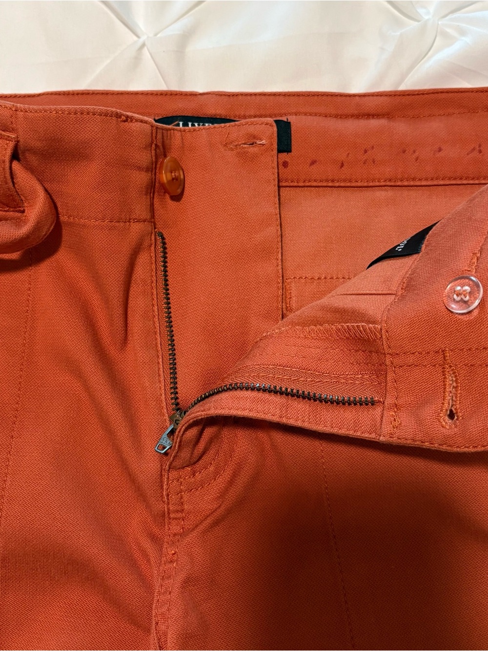 Liverpool Los Angeles Encased Self-Tie High Waist Relaxed Shorts, Orange Rust 6 - Picture 3 of 11